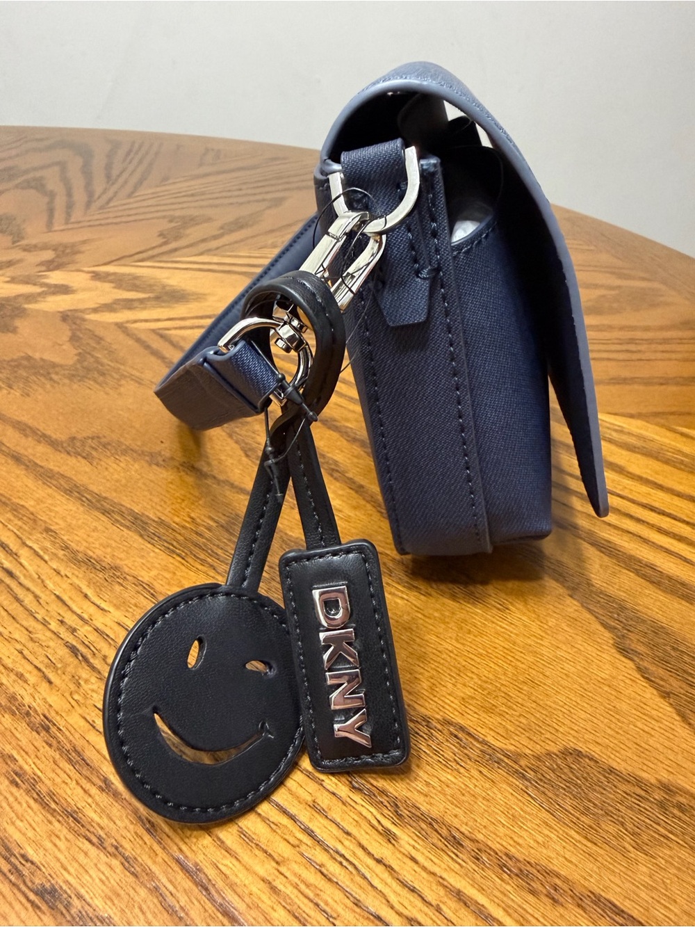 DKNY Denim & Navy Shoulder Bag with Smiley Charm - Picture 4 of 7